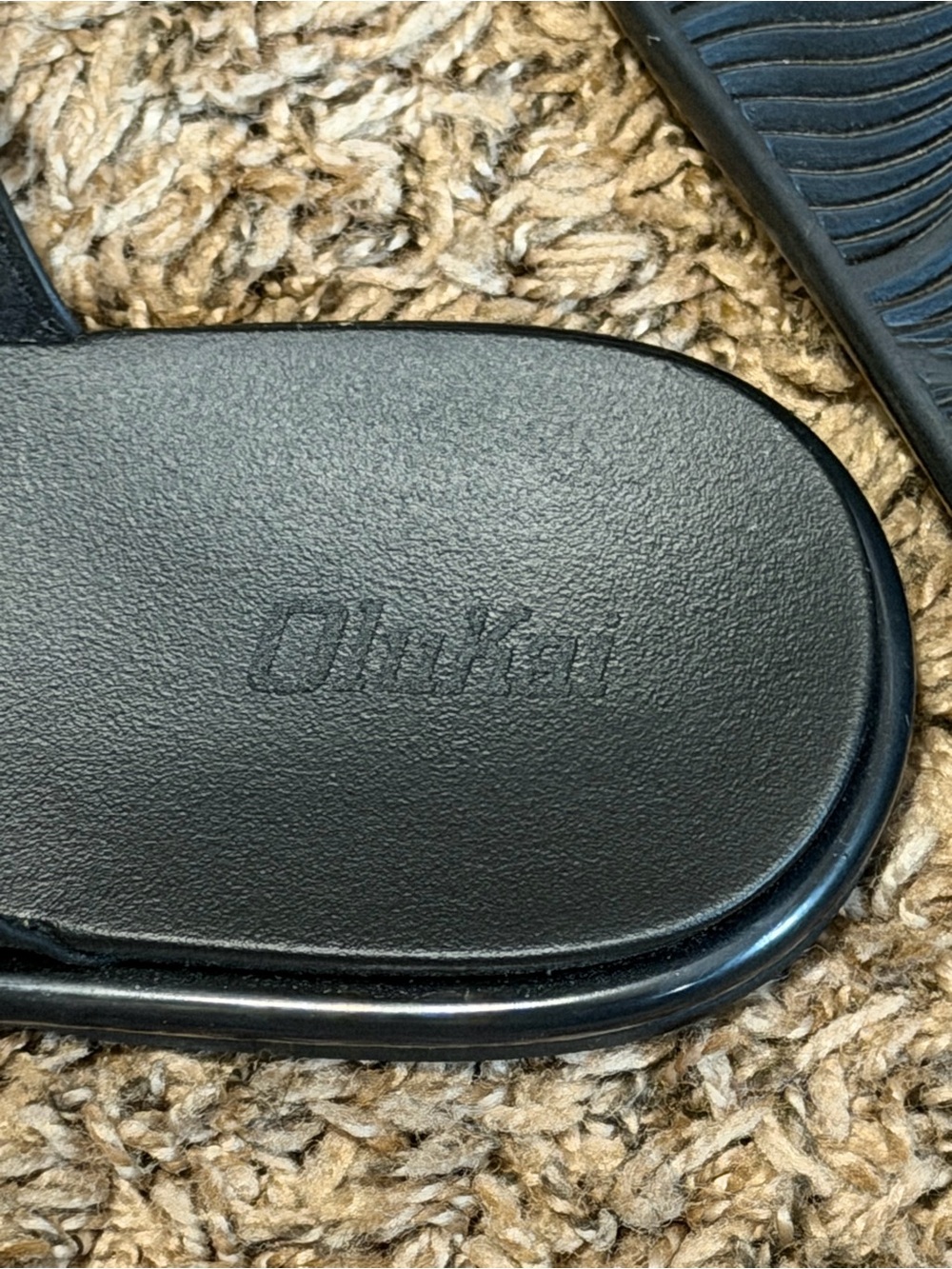 OluKai Black T-Strap Sandals with Tortoiseshell Buckle Accent - Picture 5 of 5
